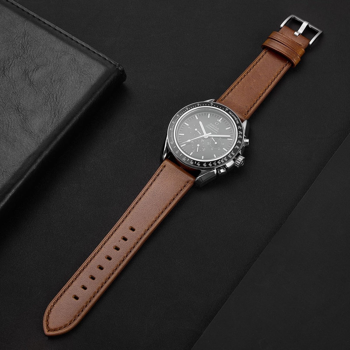 Afany Leather Watch Band 20mm, Quick Release Replacement Watch Strap, Brown for Men Women
