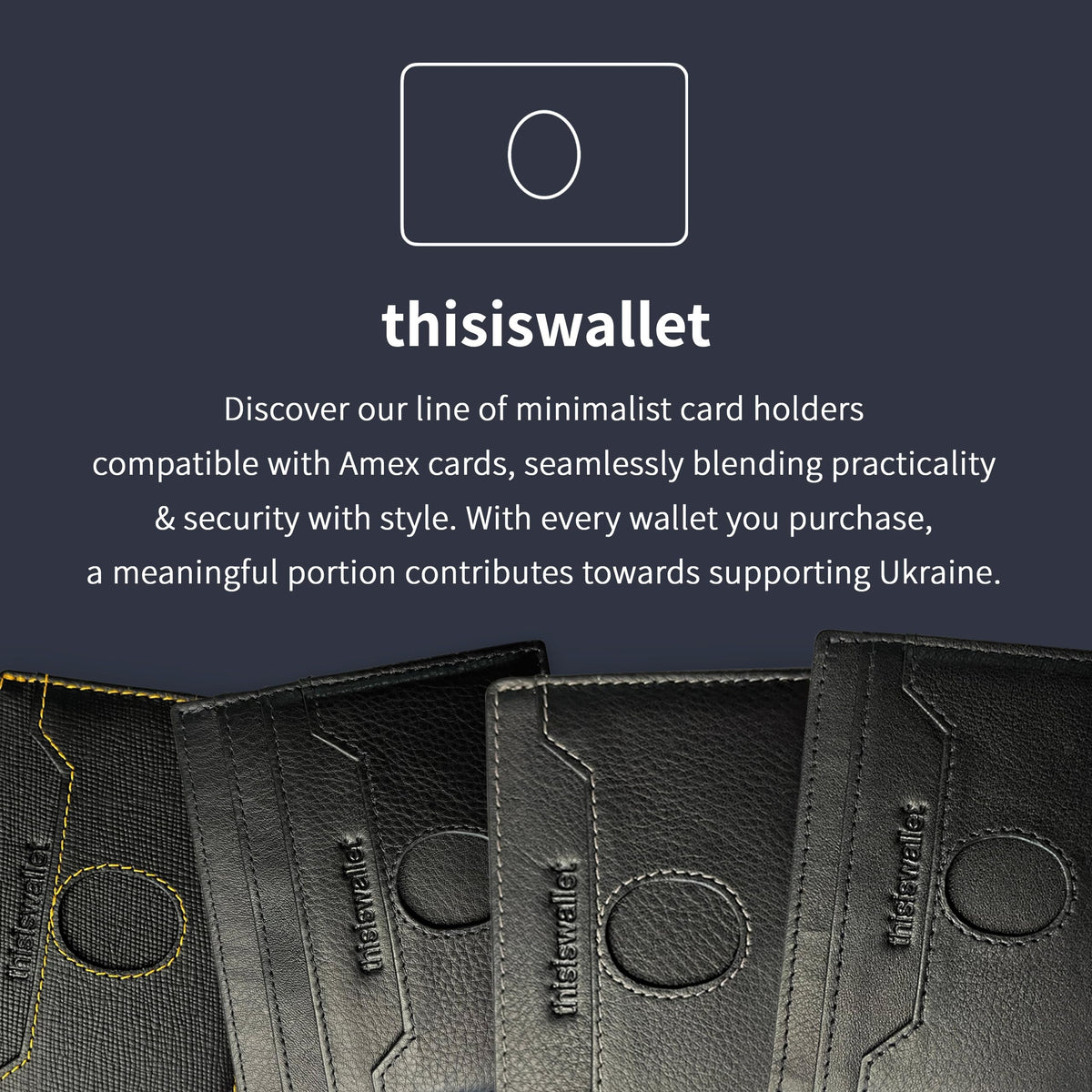 thisiswallet 2 Card Minimalist Wallet for Men & Women - Genuine Leather Ultra Thin Black Credit Card Holder - Compatible with American Express Platinum