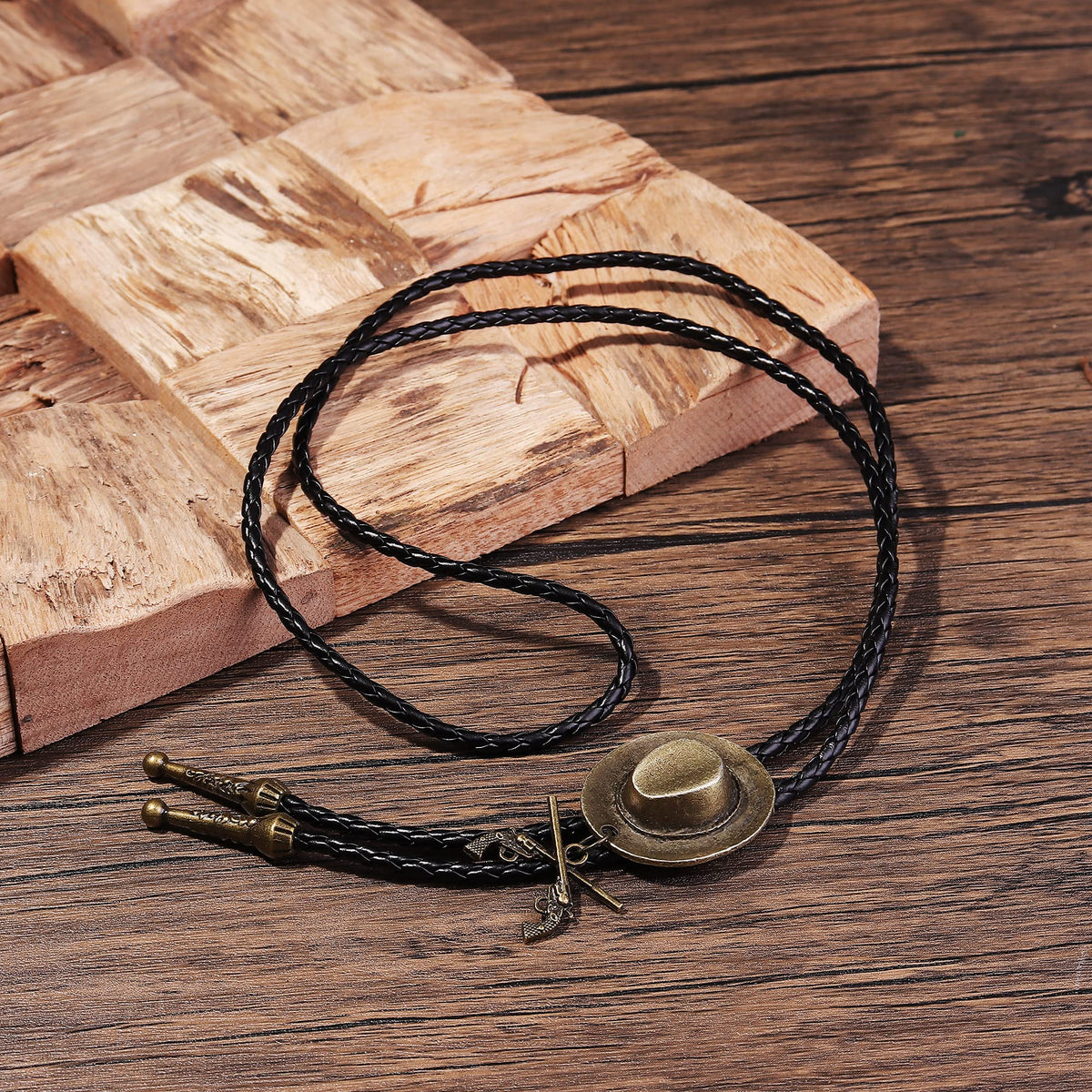 Subiceto 6Pcs Bolo Tie for Men Women Western Cowboy Natural Turquoise Tiger Eye Stone Handmade Shape Round Leather Necktie Vintage Native American Bola Tie Set Wolf