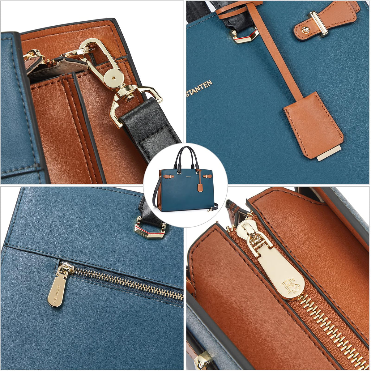 BOSTANTEN Briefcase for Women 15.6 Inch Genuine Leather Laptop Briefcase Shoulder Work Tote Bag Purse