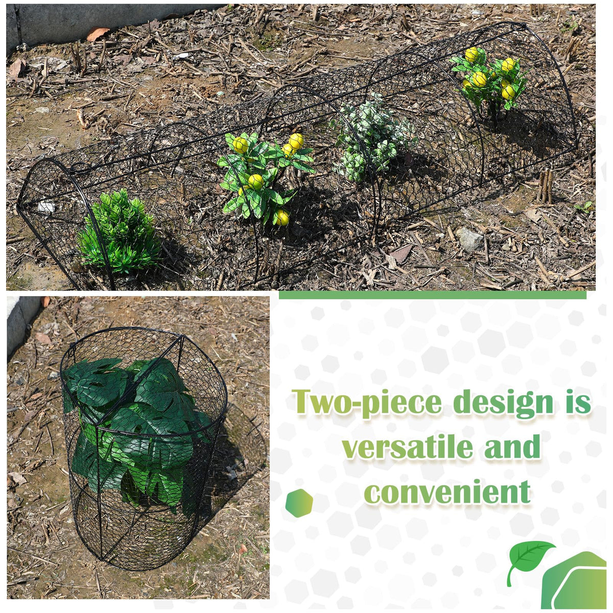 Tandefio 4 Pack Chicken Wire Cloche Plant Protectors from Animals 18.5 x 8 Inch Garden Cloches for Plants to Keep Bunnies Chicken Squirrels Birds Wild Animals Out, Arch Metal Tunnel Garden Cages