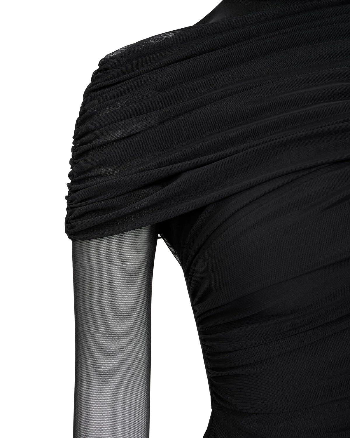 JW PEI Women's Ella Sheer Ruched Turtleneck Top - Black