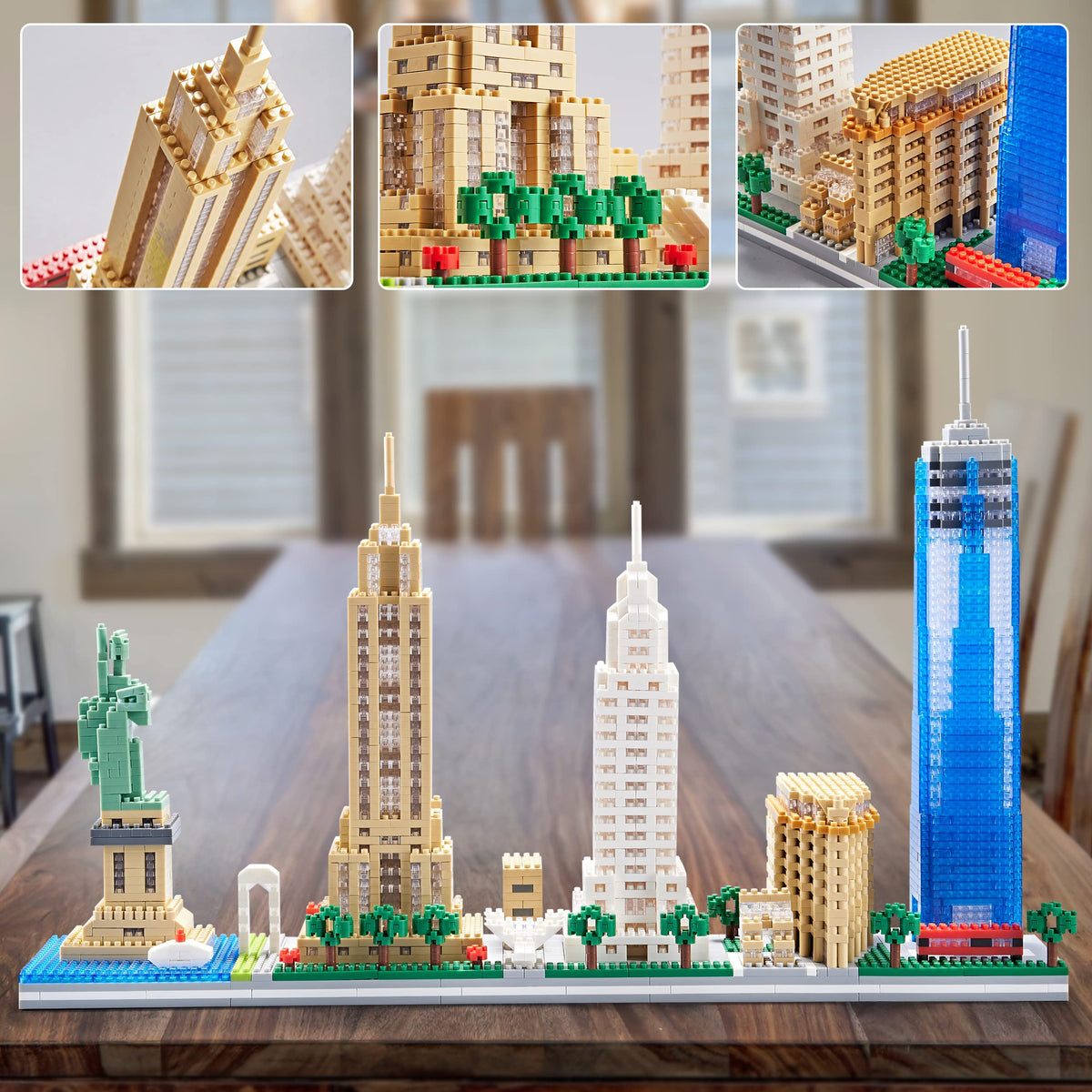 YaJie New York Skyline Micro Mini Blocks Building Set, Collection Model Kit - Detailed City Architecture for Adults（3452 Pcs）