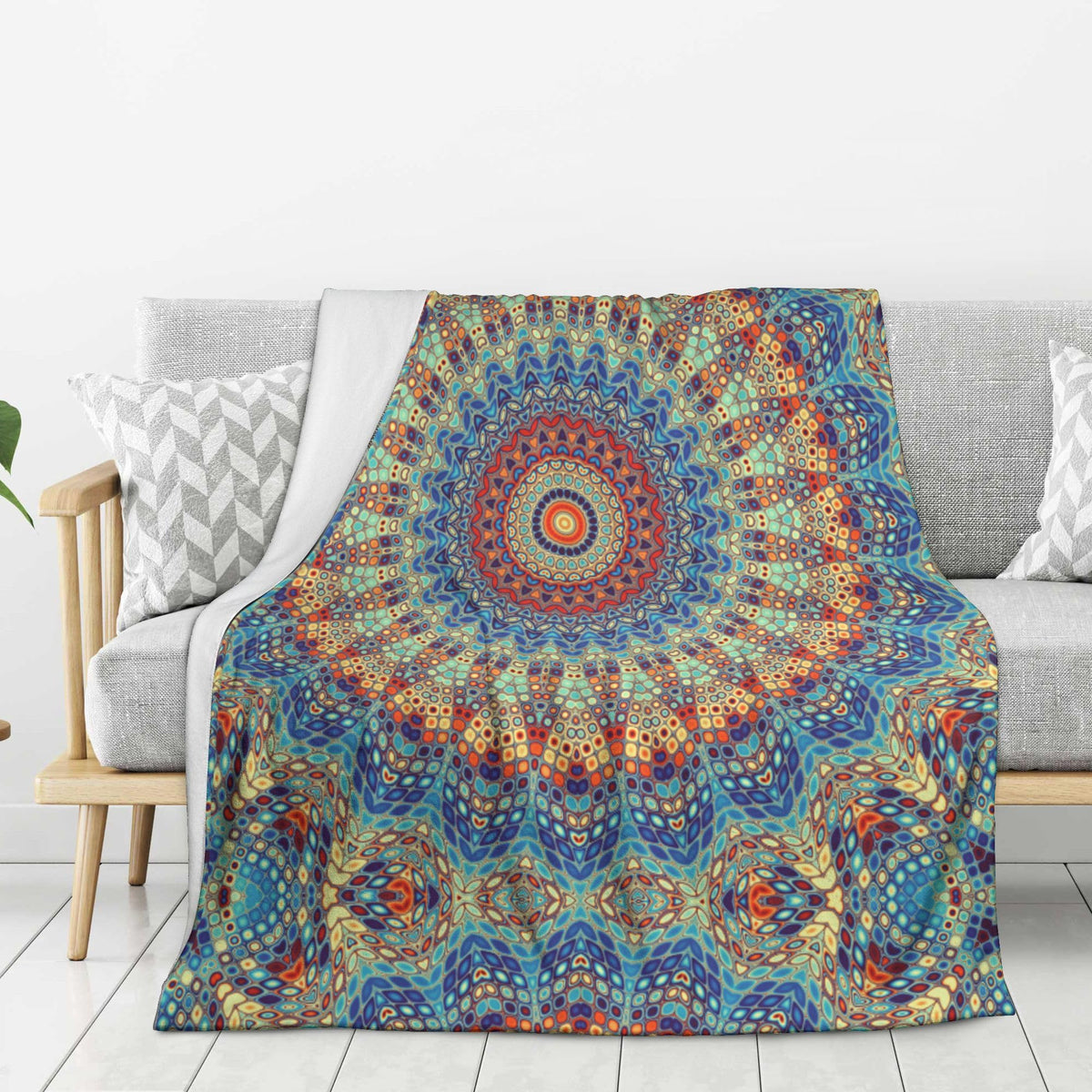 Mandala Blanket Gifts, Soft Flannel Throw Blanket for Couch, Bed, Travel, Living Room, Home Decor, Cozy Lightweight Warm Fluffy Fuzzy Blankets for Adults Women Girls (50×40 Inch, Mandala)