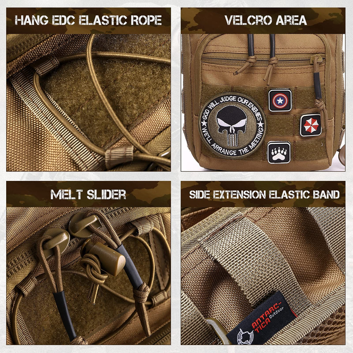 ANTARCTICA Tactical Sling Pack Military Shoulder Bag Molle Assault Range Bag Backpack 1050D