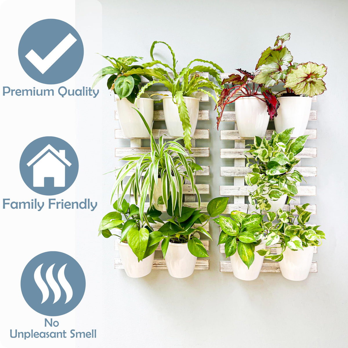 ShopLaLa Wooden Wall Planter - 2 Pack Wall Hanging Planters for Outdoor Plants Rustic White Wall Mounted Wood Ladder for Flower Pots Holder Vertical Herb Garden System Green Decor 23.6" (60cm)