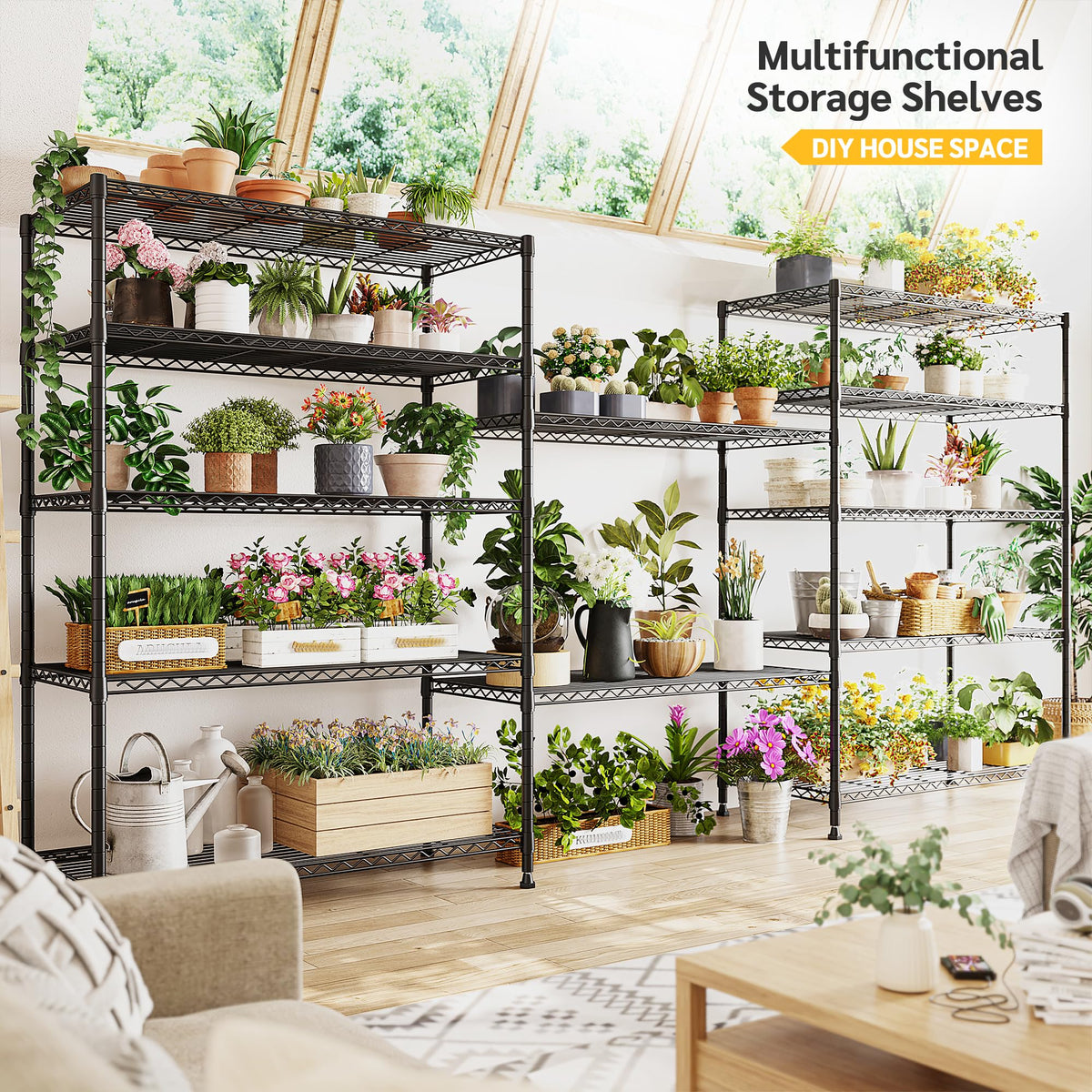 REIBII 75''H Storage Shelves Metal Shelving Unit, 6 Tier Wire Shelving for Pantry Shelves Adjustable 1200LBS Garage Shelving Heavy Duty Storage Rack for Kitchen Garage, 35.4''W*75''H*15.7" D