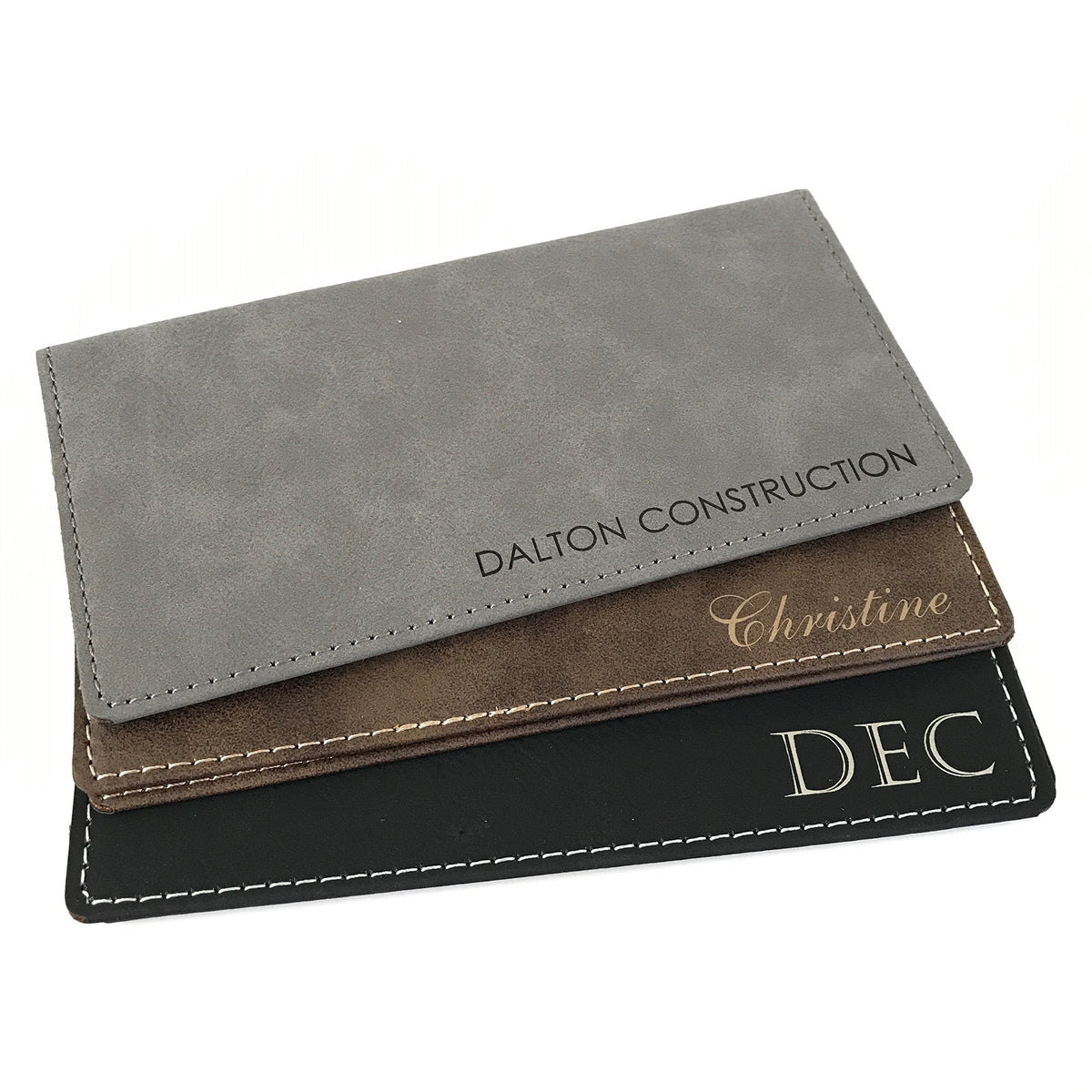 Personalized Checkbook Cover Faux Leather Permanently Engraved (Black)