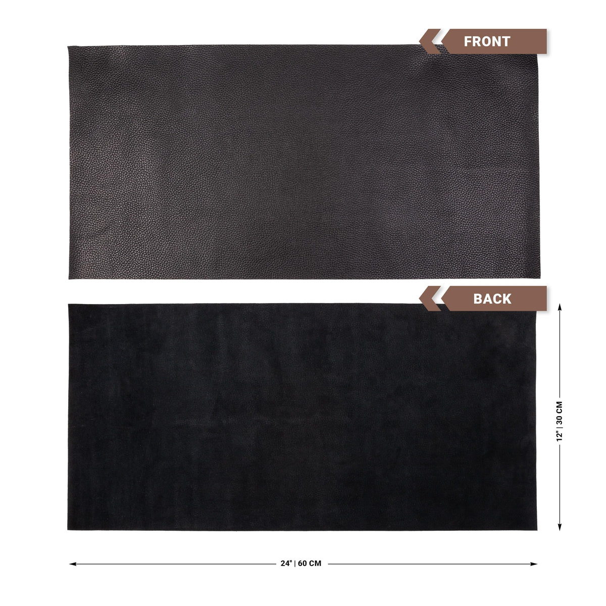 Shkira 24''X12'' Genuine Black Dotted Leather Sheets for Hobby Workshops - Tooling Square - 2.0MM Thick Genuine Top Full Grain Oil Tan - Thick Leather Pieces