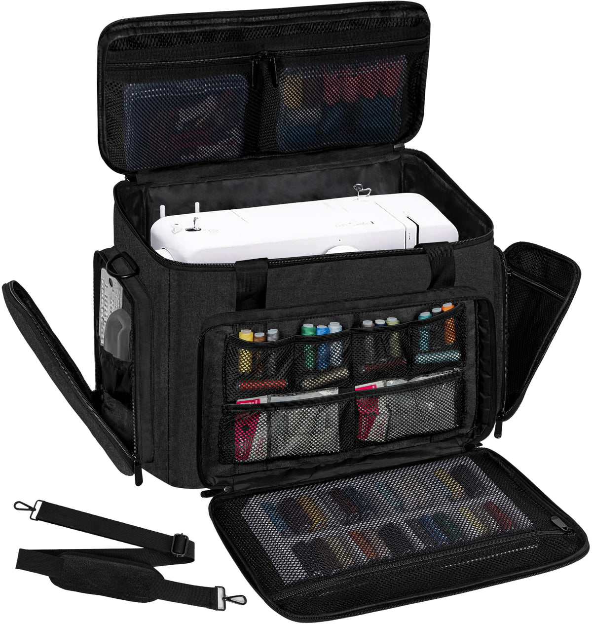 ITHWIU Sewing Machine Carrying Case with Multiple Storage Pockets Large Capacity, Universal Tote Storage Bag Compatible with Most Standard Singer, Brother, Janome