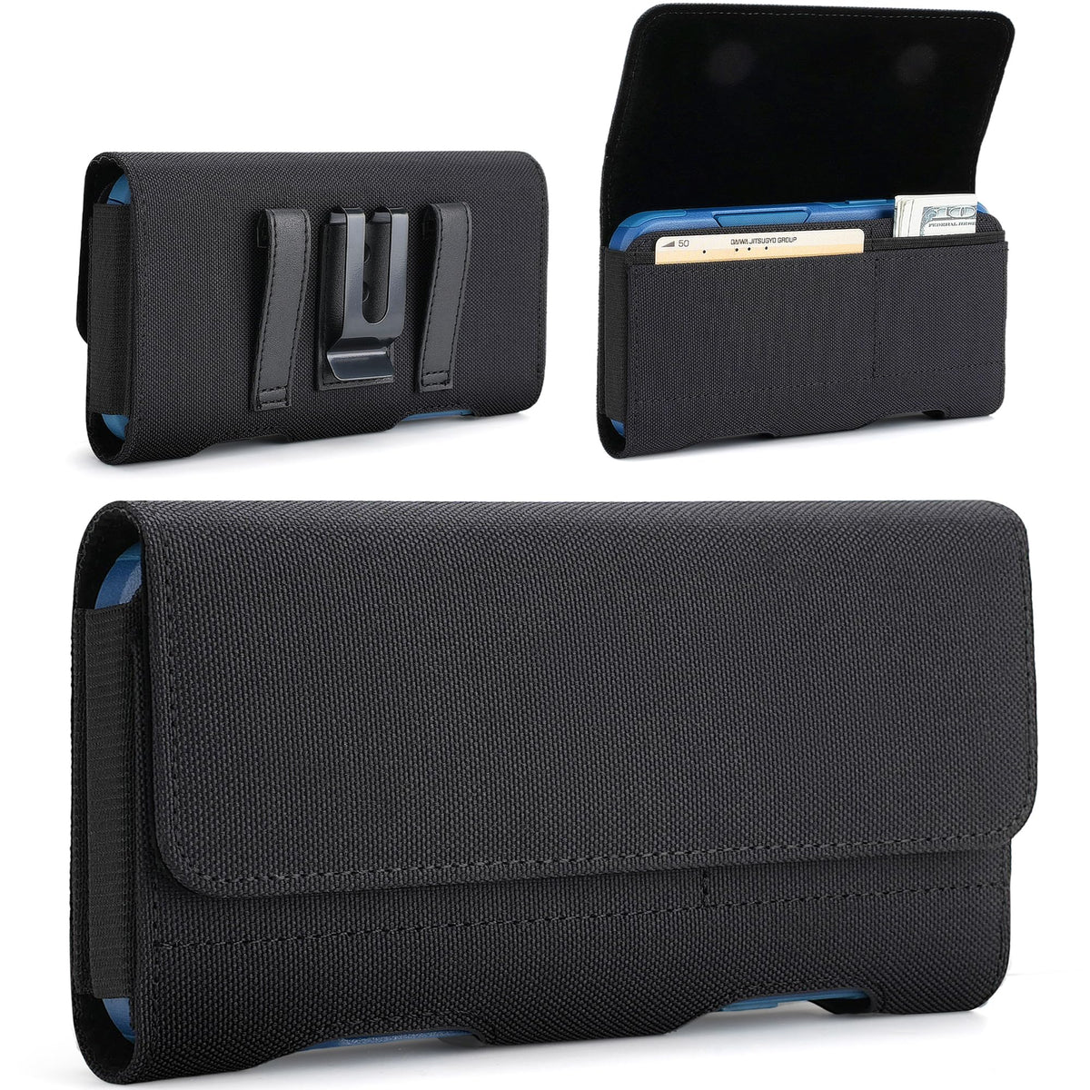 Mopaclle Nylon Phone Holster for iPhone 17 Pro Max, 17 Air, iPhone 16 Pro Max,iPhone 15 Pro Max 14 13 Pro Max & Plus, Premium Cell Phone Belt Holder with Belt Clip for Galaxy S25 Plus,S24 Plus