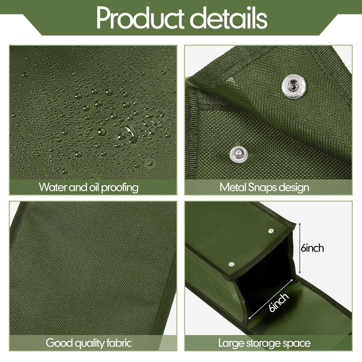 Amylove 1 pcs Grill Utensil Storage Bag BBQ Tool Storage Bags Barbecue Hardware Tool BBQ Utensil Holder Pouch Oxford Cloth Accessory Foldable for Camping Hiking (Amy Green)