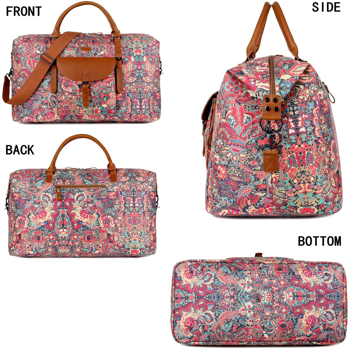 Oversized Pretty Women's Travel Duffel Bag 52L Weekend bag Weekender Overnight Carry on Luggage HB-15 (HS)
