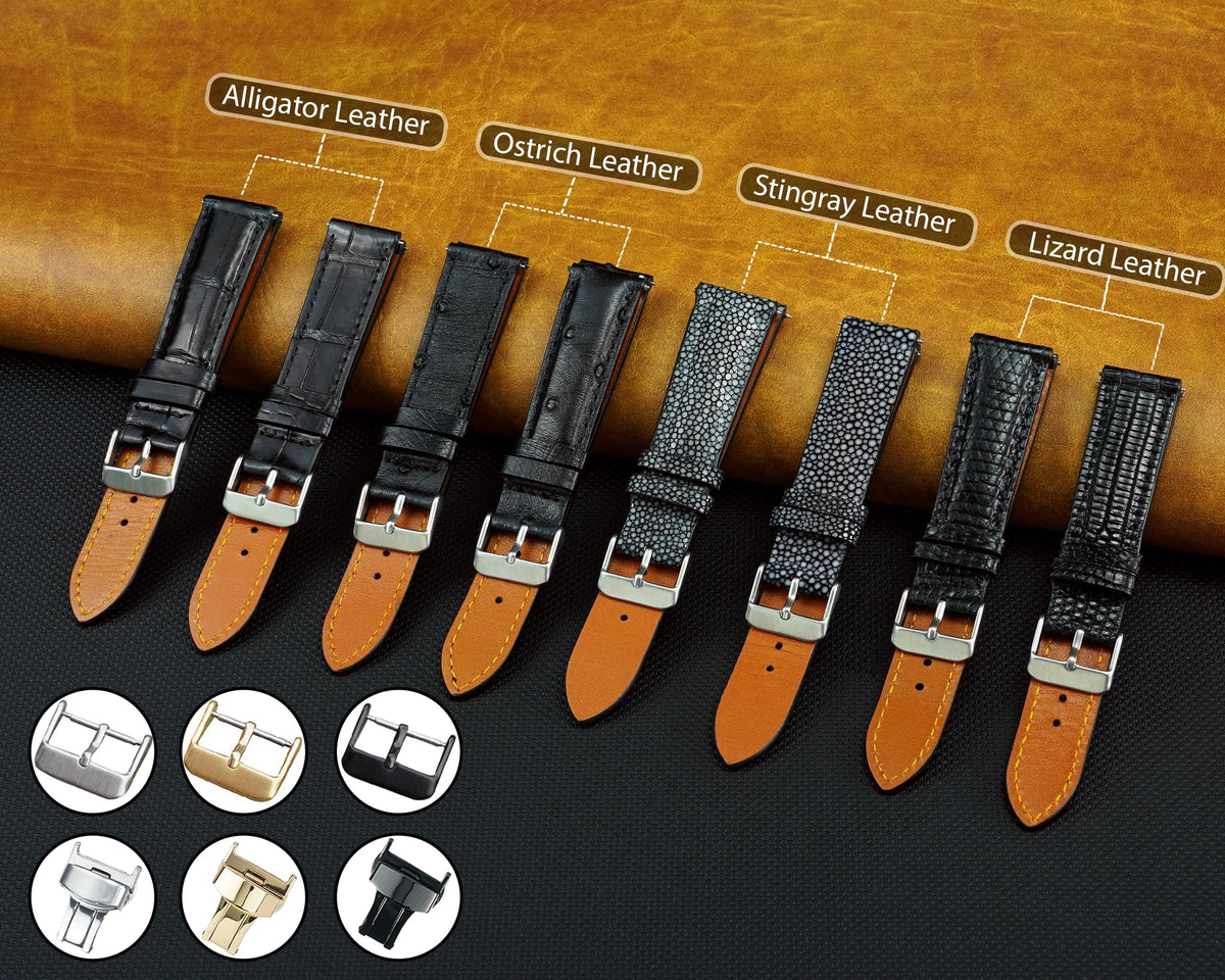 vinacreations Bespoke AIIigator Watch Band Handmade Personalized Leather Watch Strap Engraved Name Gifts for Men Father's Day Custom Lug Width 14mm 16mm 17mm 18mm 19mm 20mm 21mm 22mm 24mm