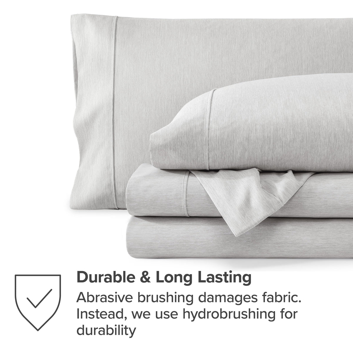 Bare Home Queen Sheet Set - Luxury 1800 Ultra-Soft Microfiber Double Brushed - Deep Pockets - Easy Fit - 4 Piece Set - Bedding & Pillowcases (Queen, Heathered Pewter)