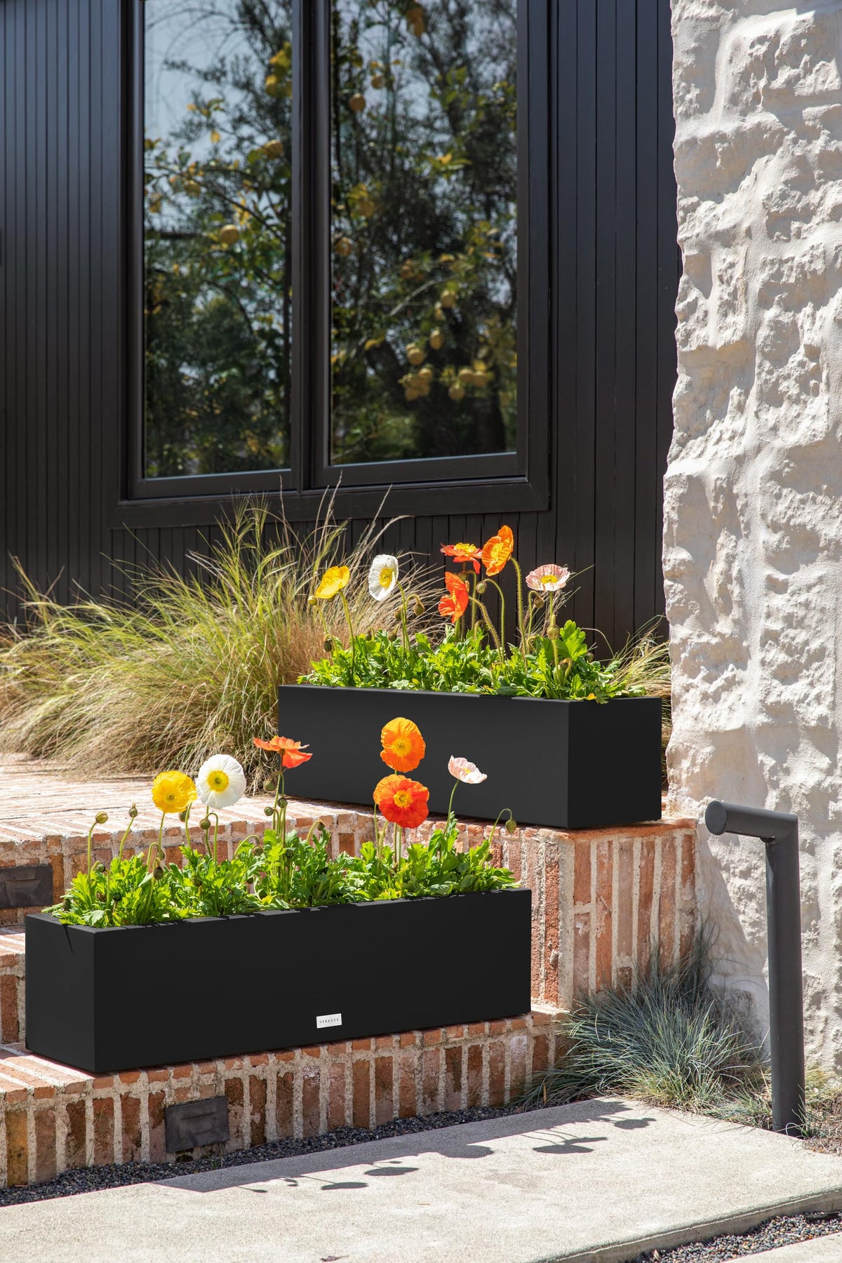 Veradek Block Series Window Box Planter - Rectangular Flower Pot for Indoor or Outdoor Window Sill/Balcony | All-Weather Use with Drainage Holes | Modern Décor for Succulents, Herbs, Small Plants