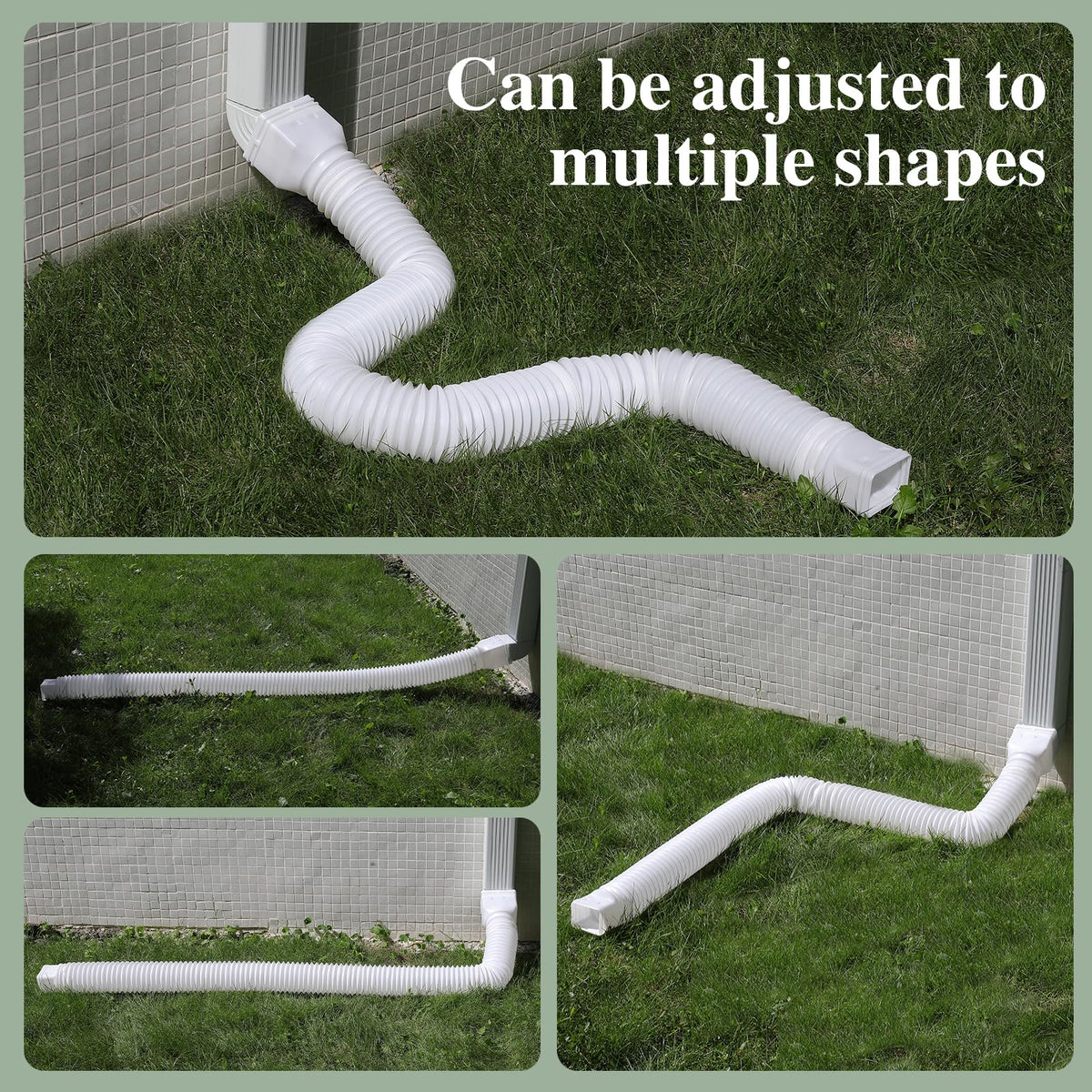 Gutterlix 1 Pack Flexible Gutter Downspout Extensions Extendable from 21" to 67", Downspout Extender Comes with Adapters, Thickened Down spout Drain Extension for Rainwater Drainage(White)