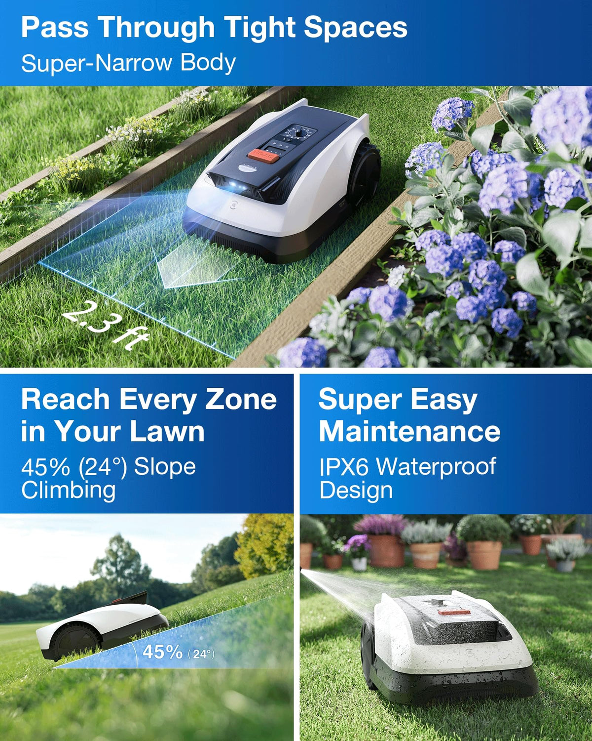 ECOVACS Goat O1000 RTK Care Kit Robotic Lawn Mower with RTK Precision Navigation, No Perimeter Wire, Smart App Control, Auto Mapping, Multi-Zone Management – Includes 36 Extra Blades