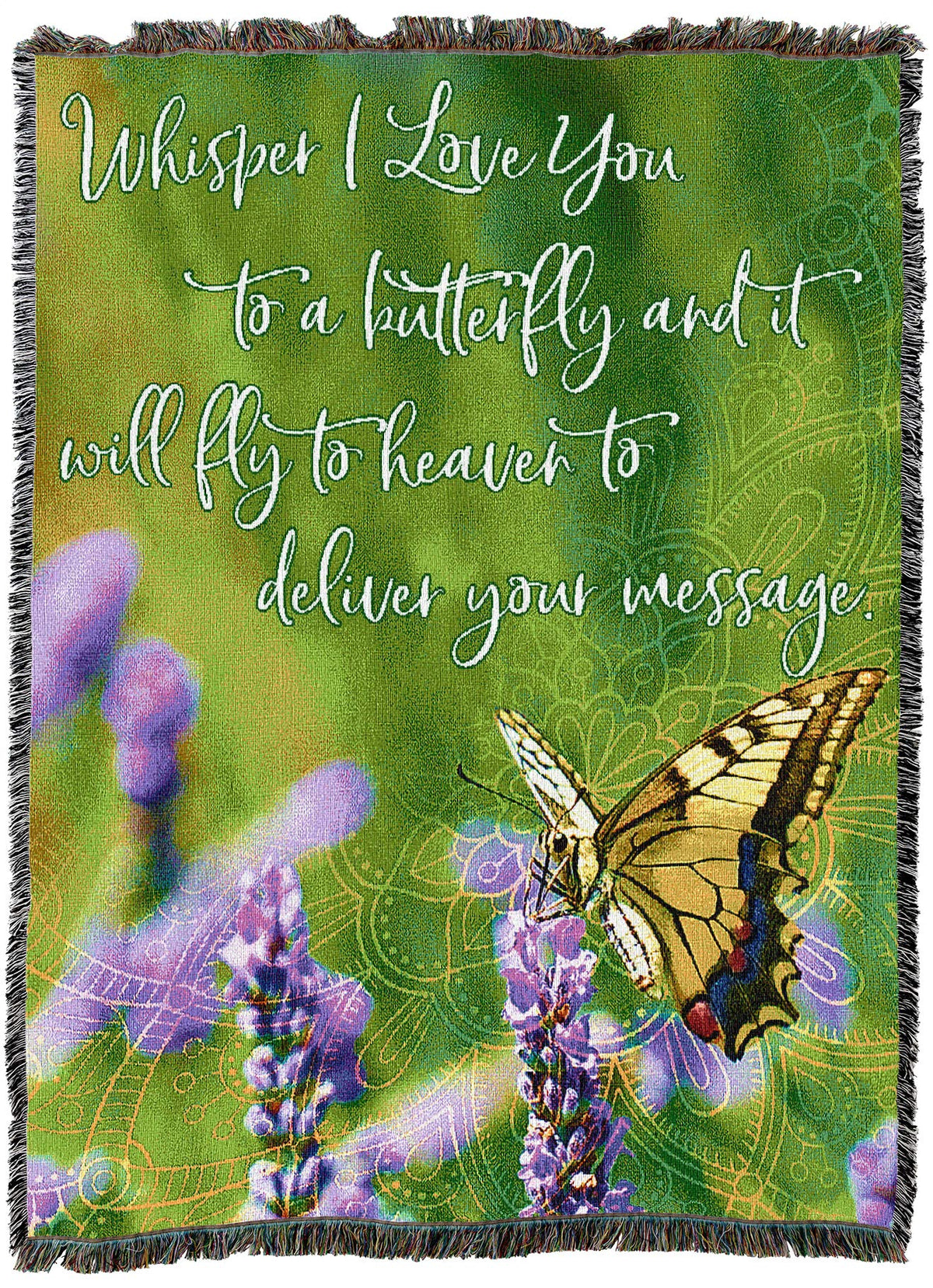 Pure Country Weavers Whisper I Love You to A Butterfly Blanket - Sympathy Bereavement Gift Tapestry Throw Woven from Cotton - Made in the USA (72x54)