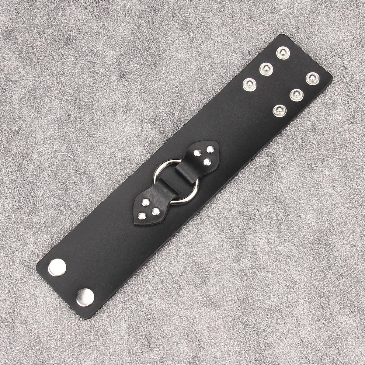 Jeilwiy Mens Cuff Bracelet Punk Rock Bracelets Black Leather Bracelet for Men Women Plain Punk Leather Snap Bracelets