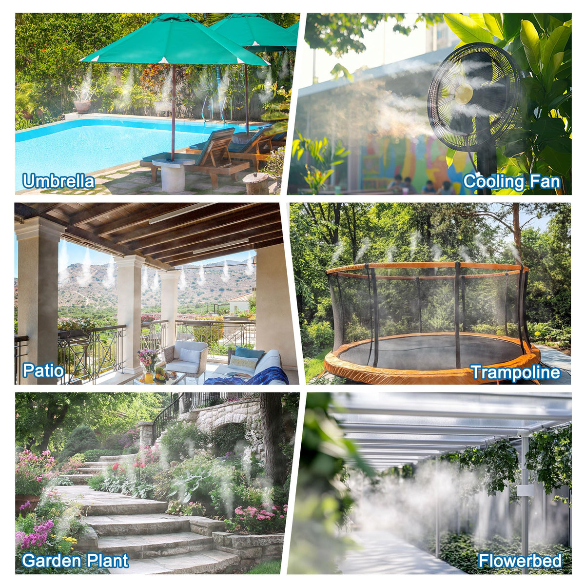 Mornajina Automatic Drip Irrigation Kits Garden Irrigation System, Includes 66FT 5/16 inch Irrigation Tubing Hose & 20Pcs 360° Bending Dropper Atomizing Mist Nozzles Tee for Garden Watering System