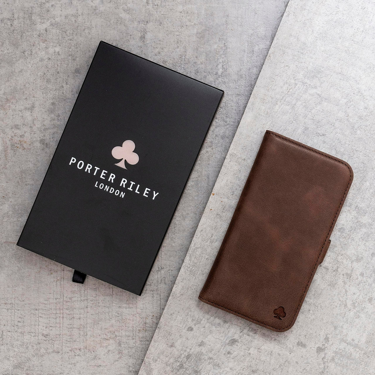 Porter Riley - Leather Case Compatible with Samsung Galaxy S26. Premium Genuine Leather Stand Case/Wallet/Cover (Chocolate Brown)