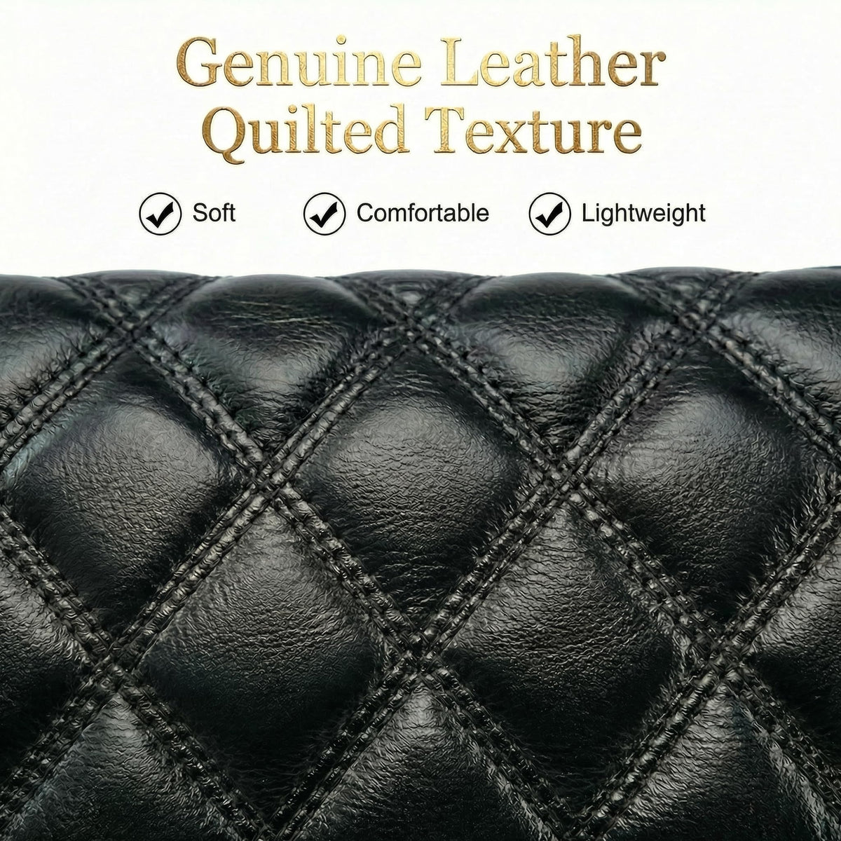 Mewpurrs Genuine Leather Crossbody Bag for Women – Quilted Small Flap Shoulder Purse with Vintage Clasp, Adjustable Chain Strap for Evening & Daily, Black