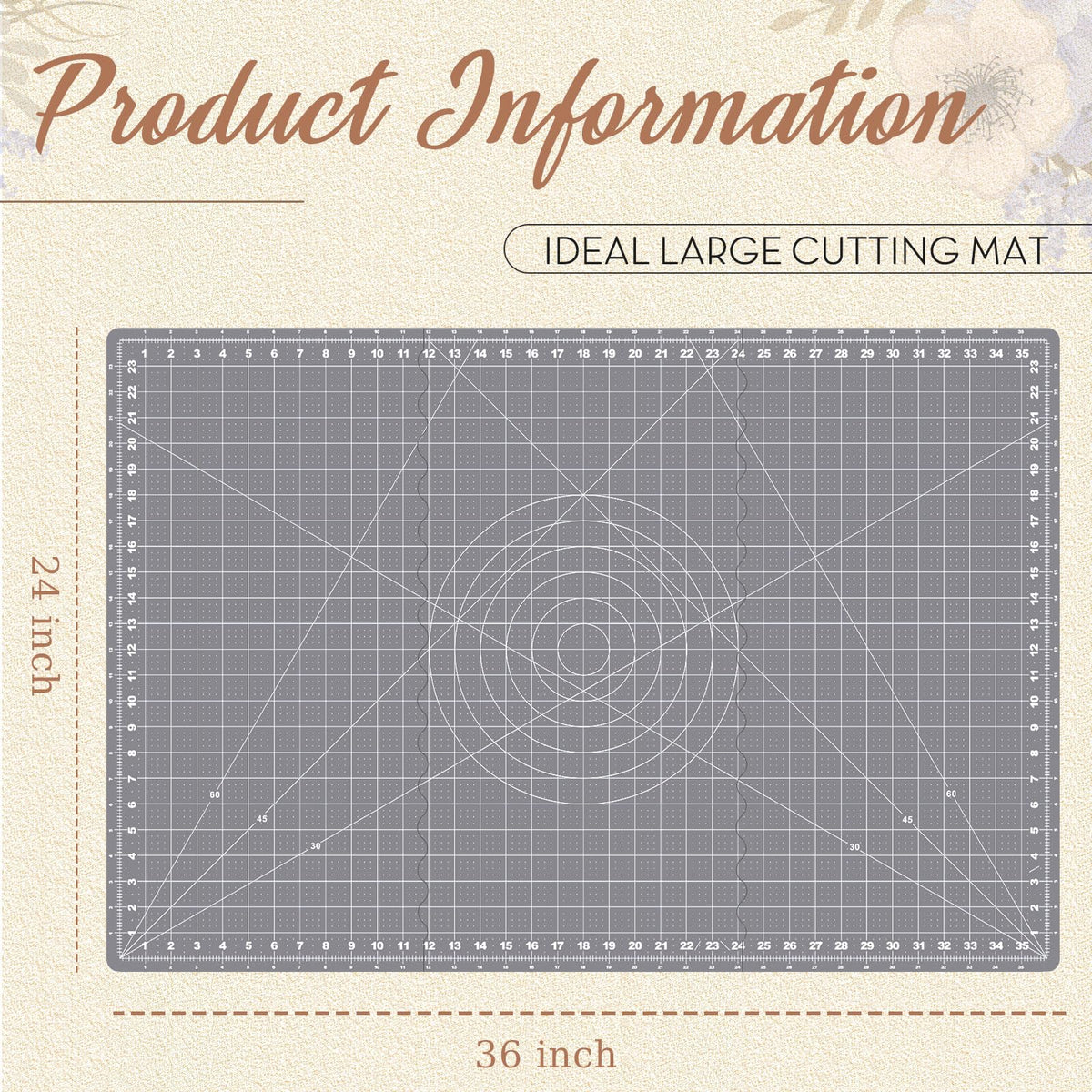 Teenyyou 24" x 36" Self Healing Folding Cutting Mat with Grid for Quilting, Sewing, Craft Hobby Board Sewing Cutting Mat for Quilting, Leather, Fabric, Crafting, Scrapbooking, Art, Clay