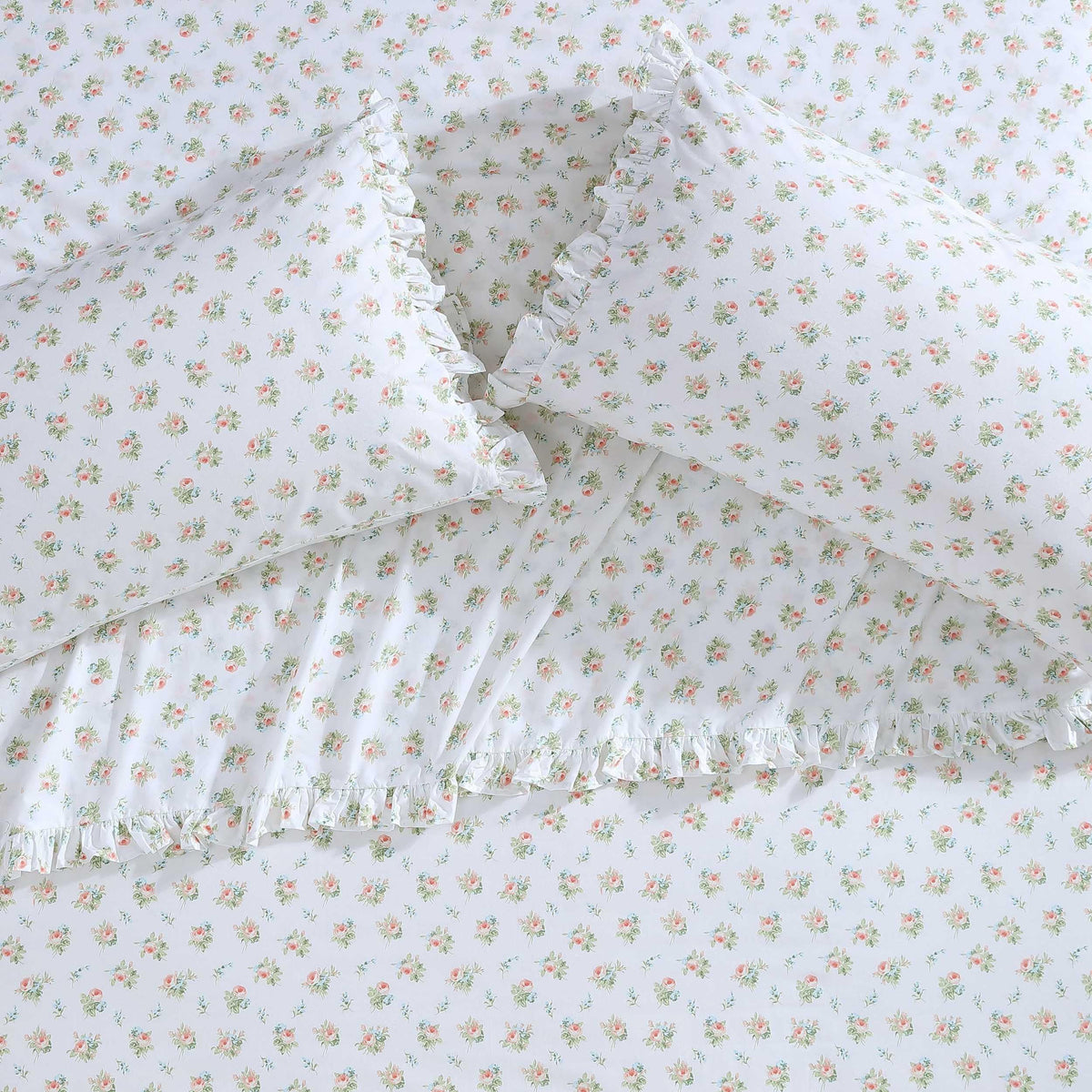 Laura Ashley - King Sheet Set, Breathable Percale Cotton Bedding, 200 Thread Count, Floral Home Decor (Roseford Orange, King)