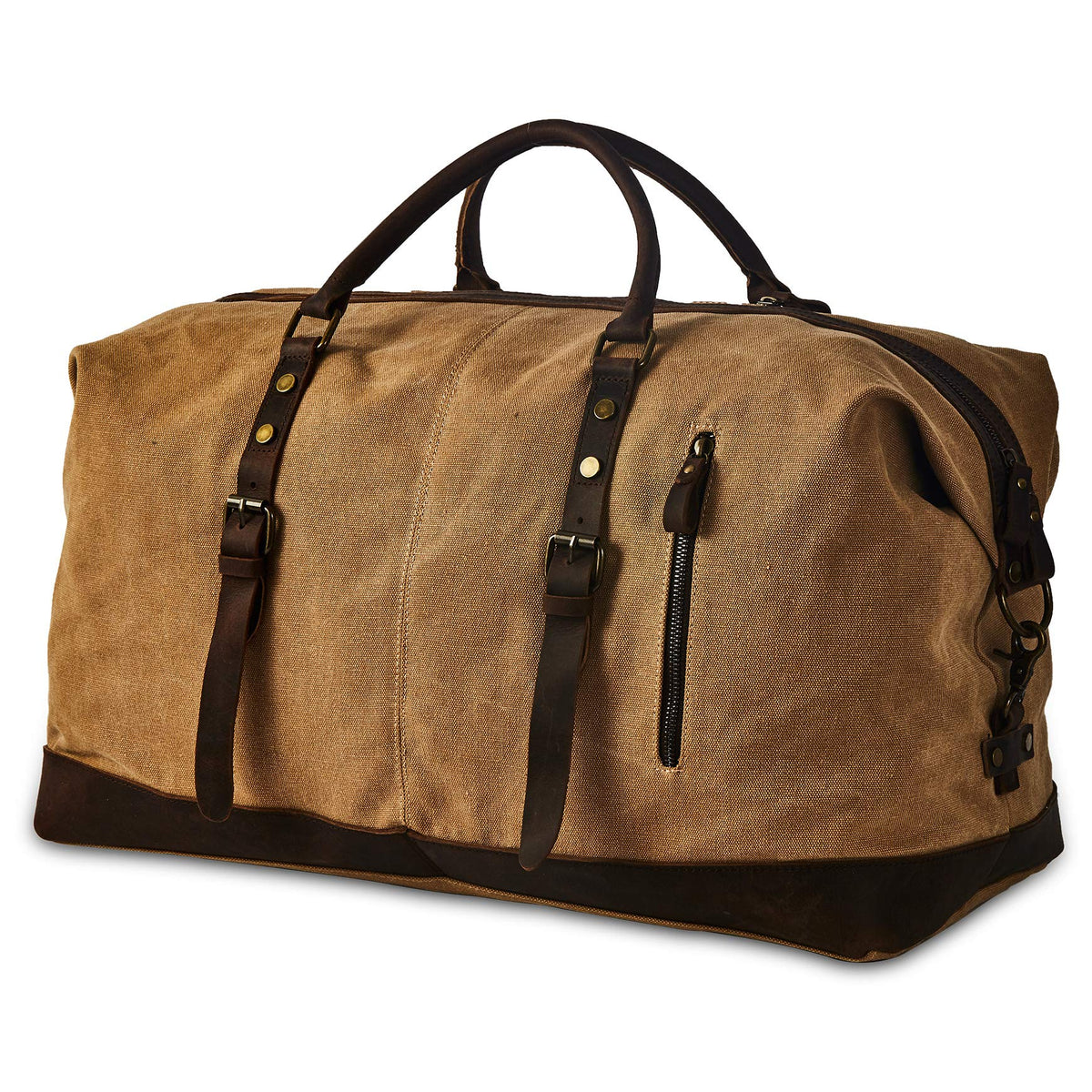 BRASS TACKS Leathercraft Men's Waxed Canvas Vintage Overnight Duffel Weekend Business Excursion Road Bag Travel Luggage