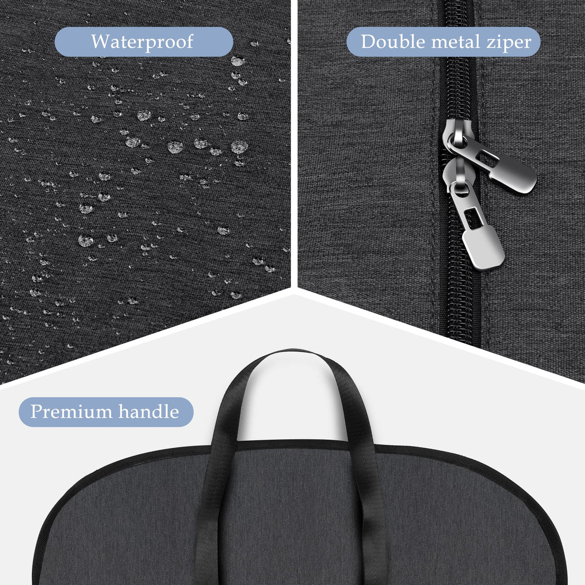 Limoomil Heavy Duty Waterproof Garment Bag for Travel, Tear Resistance Suit Bag for Men Travel for Suits, Tuxedos, Coats, Uniform. 42 inch, Darkgrey, 2 Pack.…