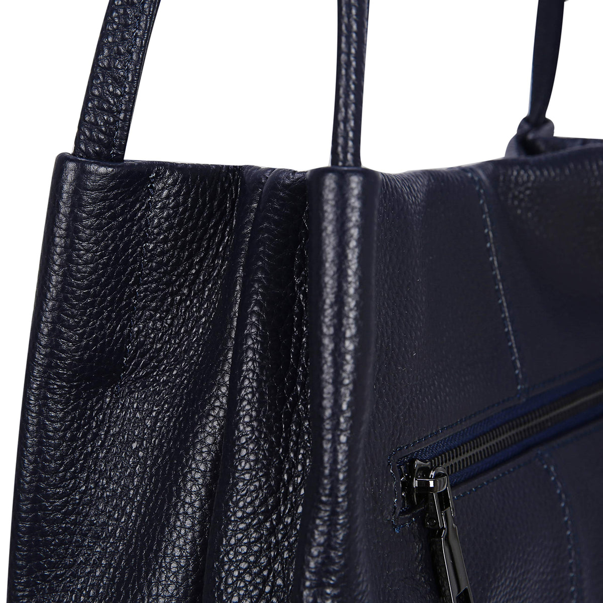 Iswee Genuine Leather Tote Purse Hobo Purses for Women Satchel Shoulder Bag Bucket Bags ladies Designer Handbags (Navy Blue Lichee)