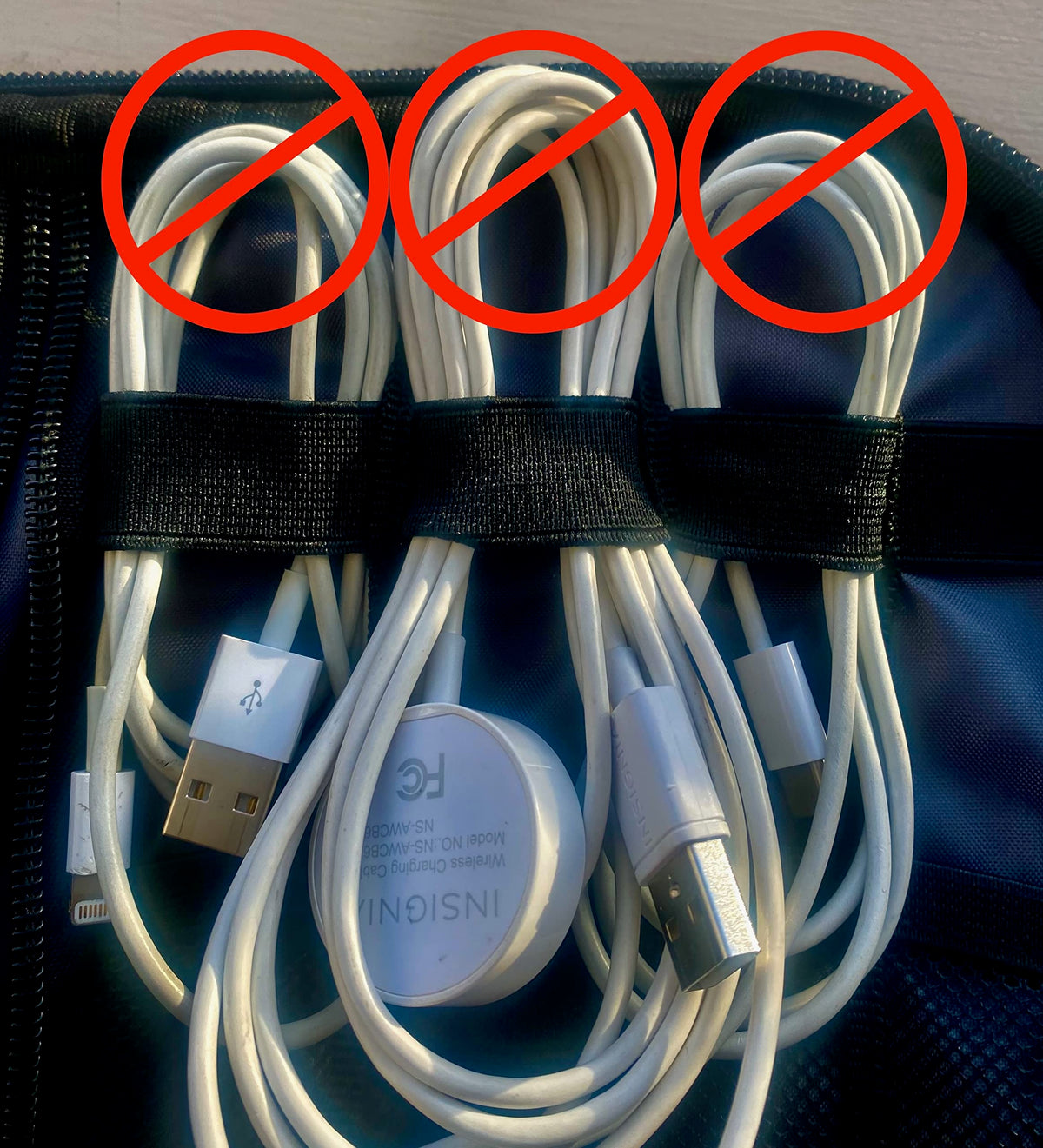 Cable Caddies USB Cable Organizer Pouches, Color Coded Travel Cable Management Bags, 10 Pack