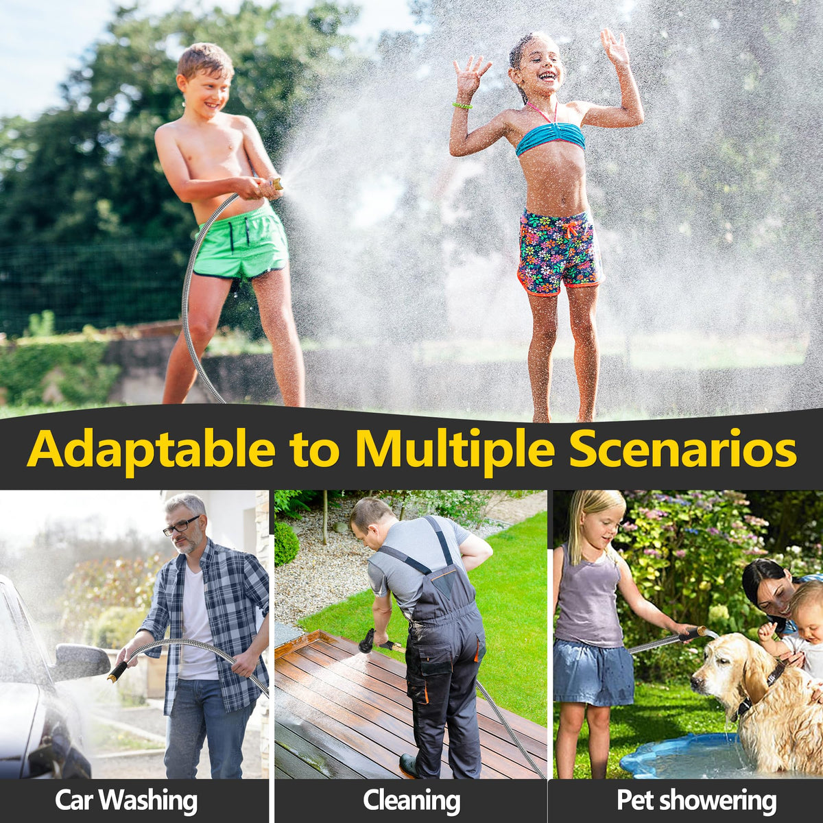 50 ft Stainless Steel Garden Hose - 2026 New Upgraded Metal Water hose - Flexible Water Hoses Pipes with Latex Core, 3/4" Solid Brass Connector - No-Expandable Watering Garden Hoses