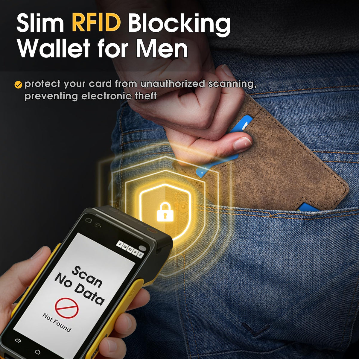 XZVXZV Man Slim Wallet Leather Money Clip RFID Blocking Front Pocket Minimalist Bifold Wallet Thin Credit Card Holder Coffee