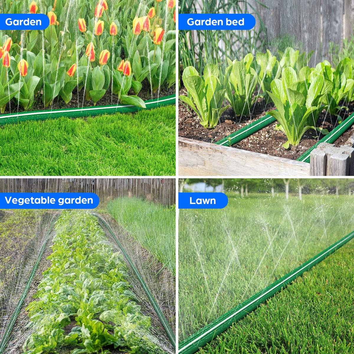 Jin&Bao Sprinkler Hose with Holes 75FT, Heavy Duty Watering Garden Hose, High-Efficiency Sprinklers System for Lawn and Garden with Staples