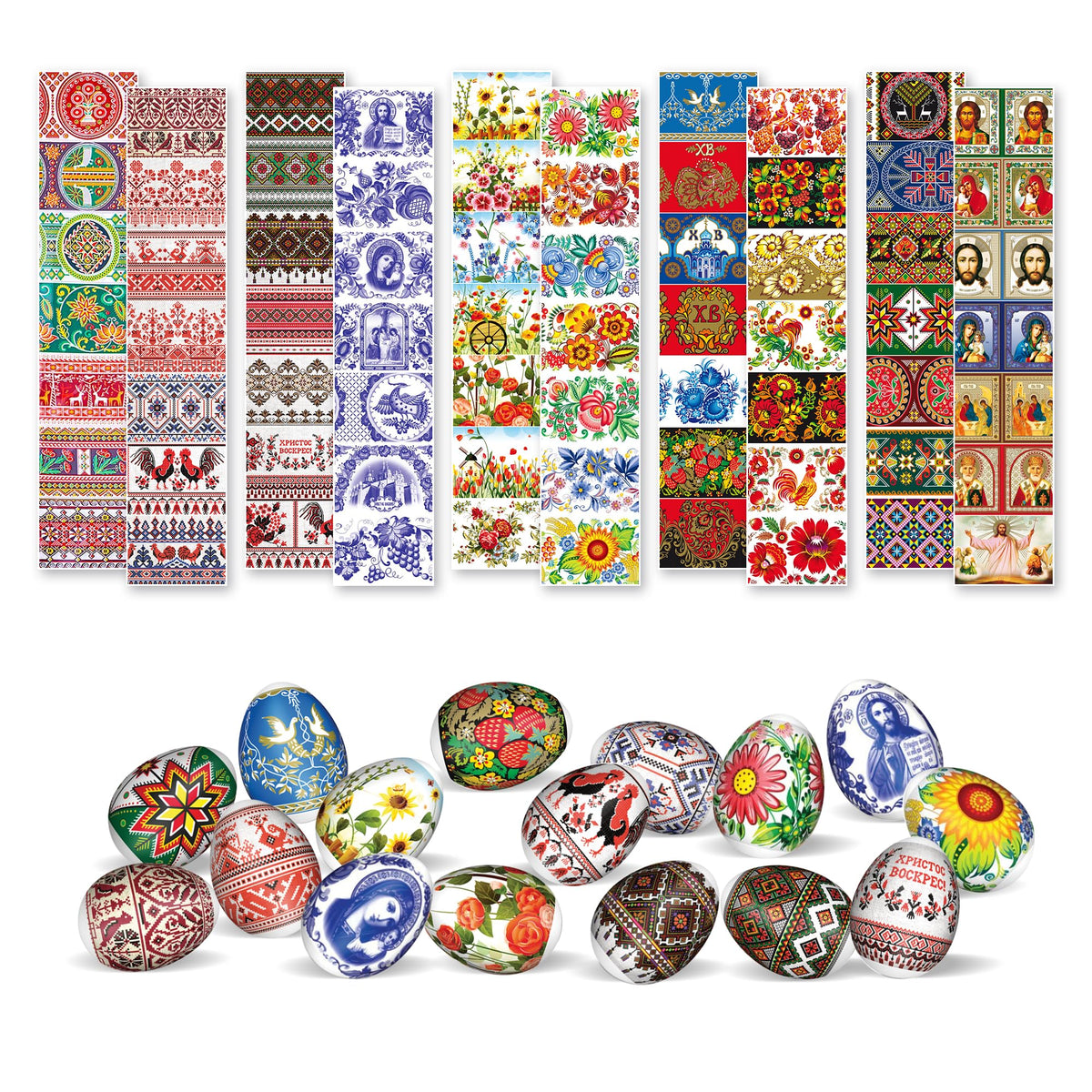 70 Pcs Egg Wraps Easter Set - Thermo Easter Egg Shrink Wrappers for Pysanka - Traditional Egg Sleeves Easter - Ukrainian Easter Egg Decorating Kit