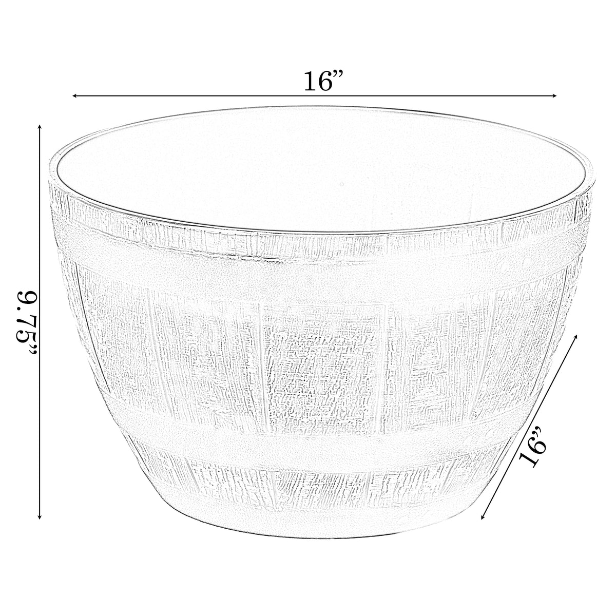 Brown Outdoor Rustic Half Barrel Flower Garden Planter Bowl, Plastic, Medium