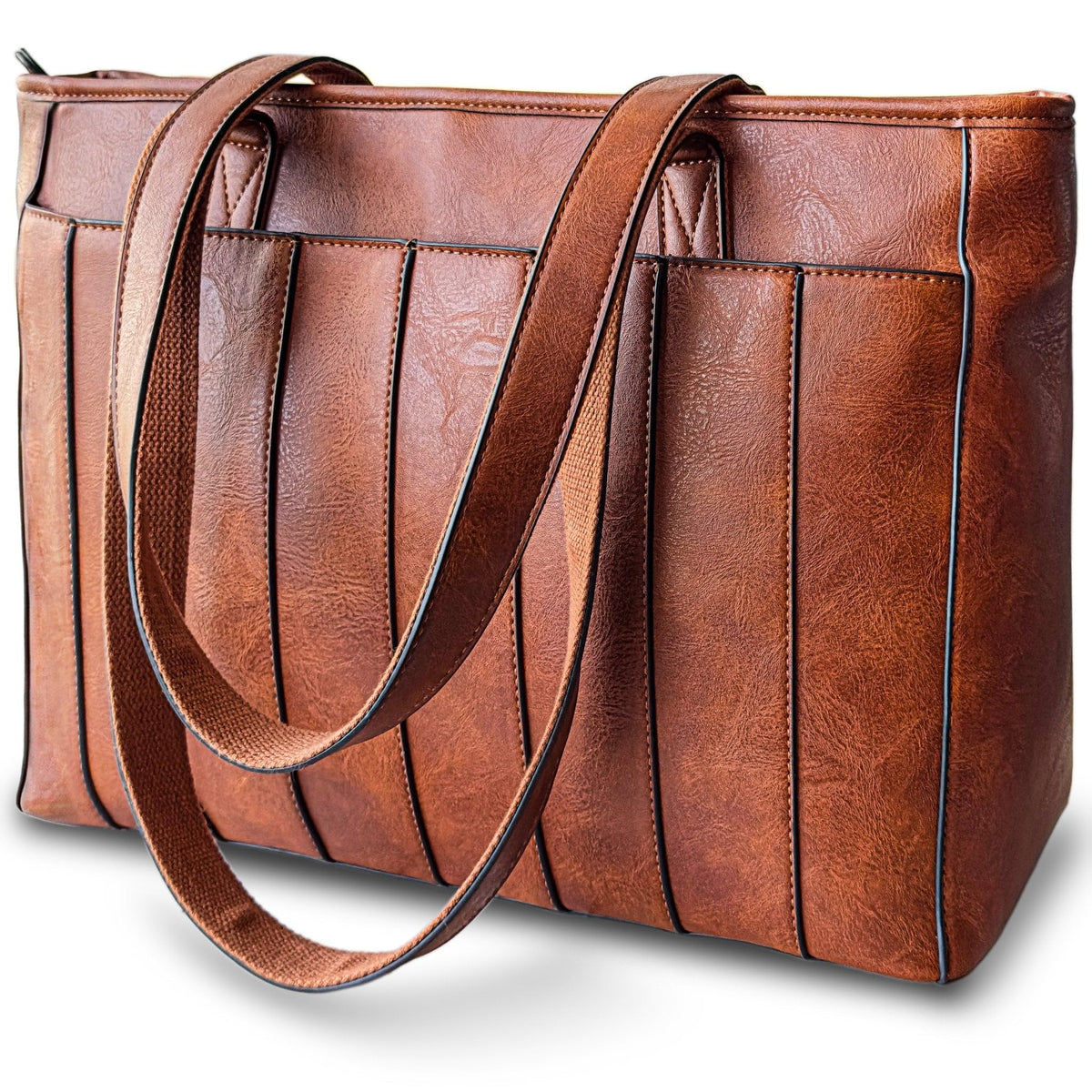 Laptop Bag for Women - 14" Vegan Leather Computer Bags for Laptops for Women - Padded Compartment - Leather Tote