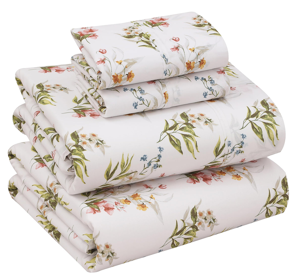 RUVANTI 100% Cotton Percale Sheets Full Size, Floral Bliss