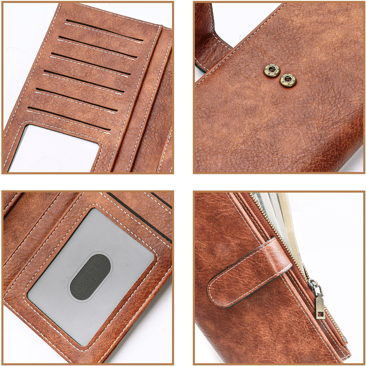 XINNSTAR Womens Wallet RFID Blocking Large Capacity Credit Card Holder Long Purses for Women with Wristlet Pocket ID Window