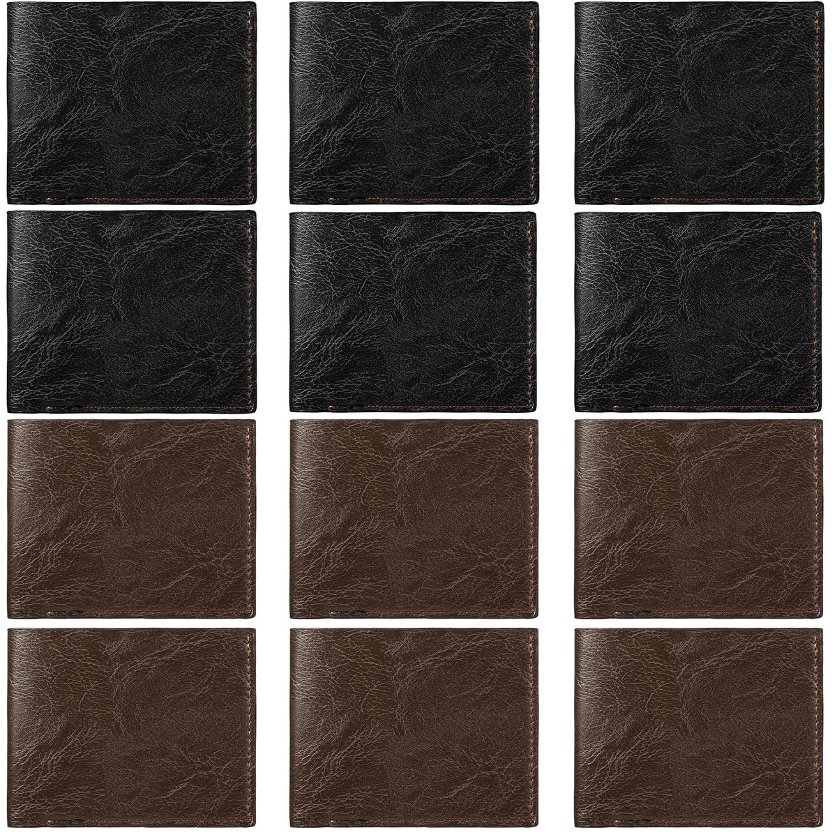 VZZNN 12 Pieces Wallet for Men,Leather Men's Wallets Bulk for DIY Engraving,With Money Clip,Card Holder(6 Black & 6 Light Brown)