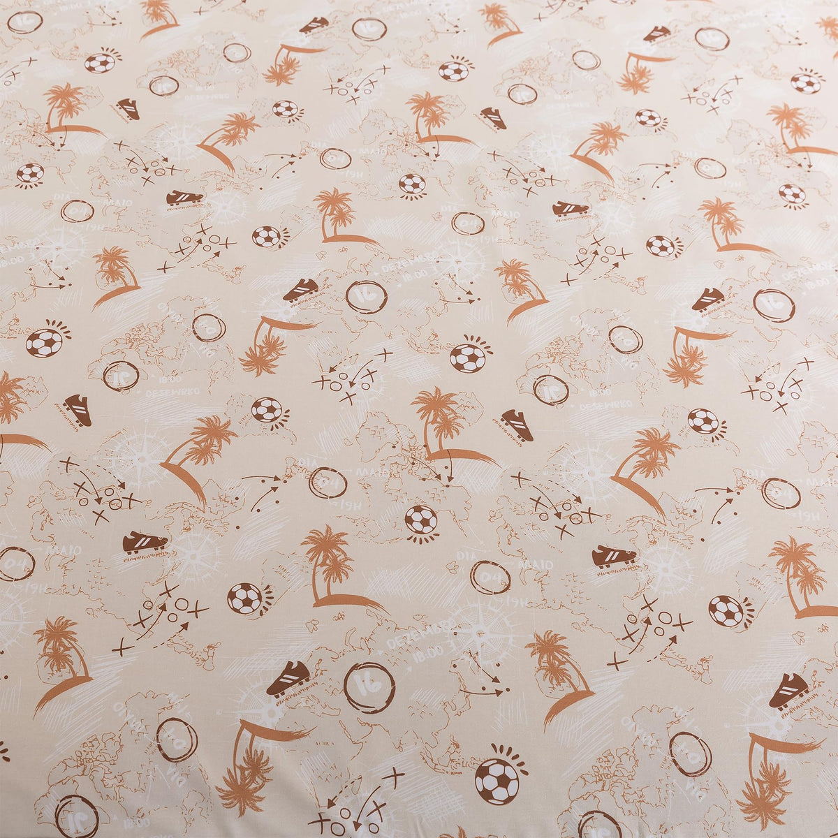 FADFAY Soccer Sheets Set King – 100% Cotton Soft Breathable Sports Sheets, Tropical Palm Tree Soccer Ball Print Bedding