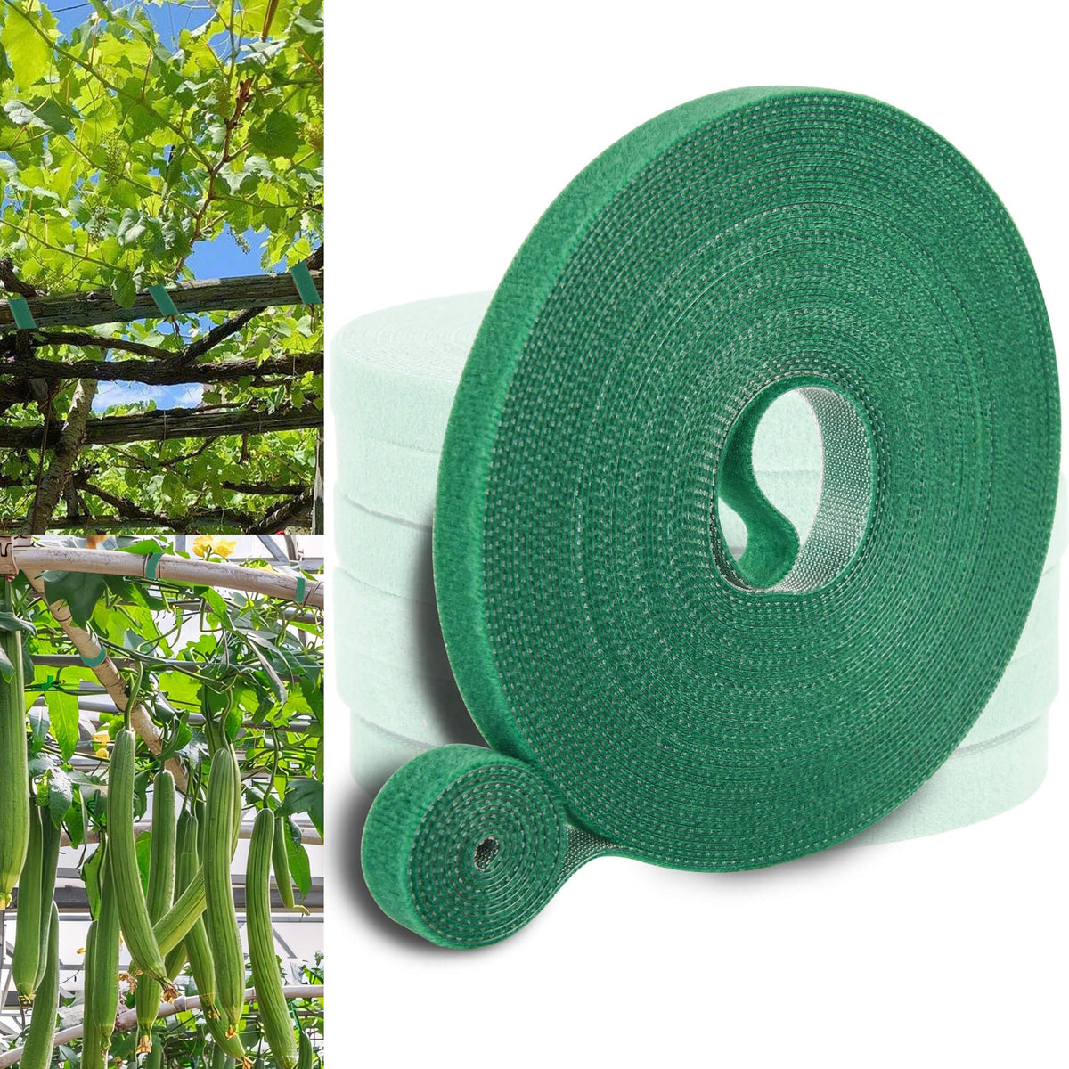 BZHYZKX Plant Tape for Climbing Plants, 6 Rolls, 196 Ft x 1/2 Inch, Reusable Adjustable Green Garden Tape for Plants, Soft Plant Ties for Outdoor Indoor Plants