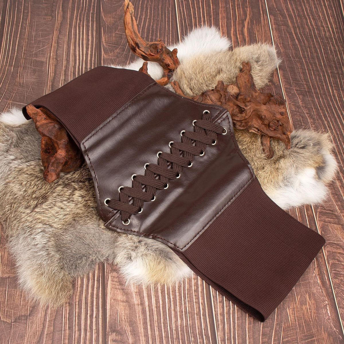 SUMGOGO Renaissance Belt Pouch Waist Phone Bag Potion Bottle Skirt Hike Hook Corset Retro Medieval Festival Costume Accessories (Brown, S-Waist/25.6"-34")