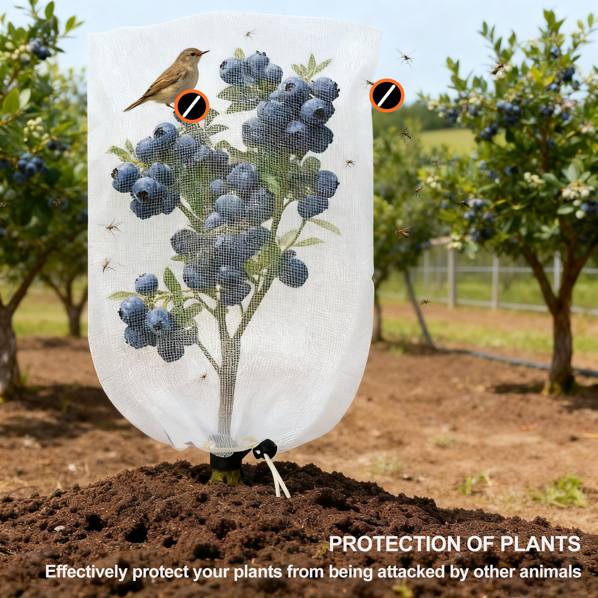 Garden Mesh Netting with Drawstring & Zipper,4PACK 2.3Ft x3.3 FT Mesh Netting Pest Barrier Protection Bird Mosquito Net Plants Cover for Patio Vegetable Plants Fruit Tree