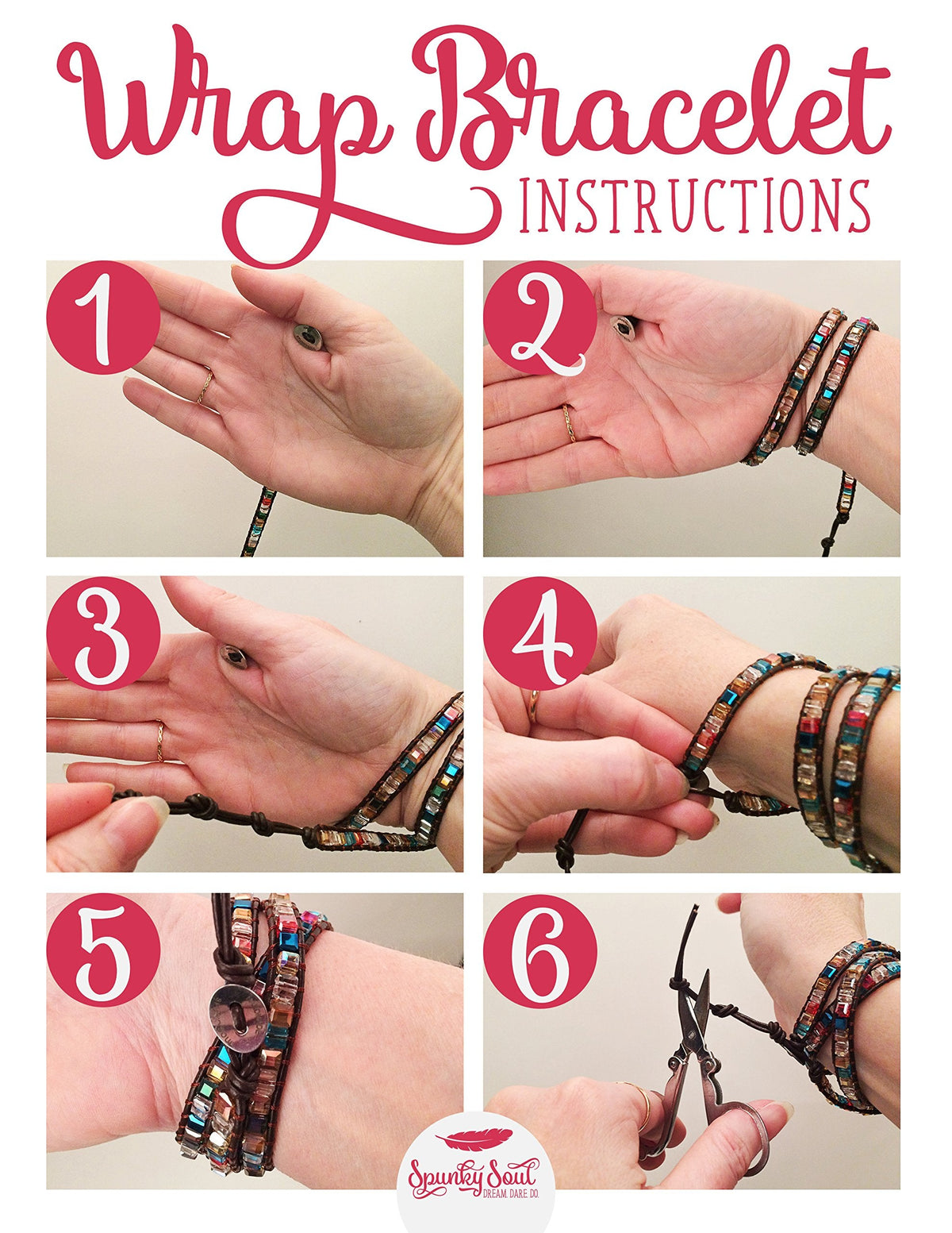 SPUNKYsoul 3 Wrap Dazzling Multi Color Crystal Leather Bracelet Collection