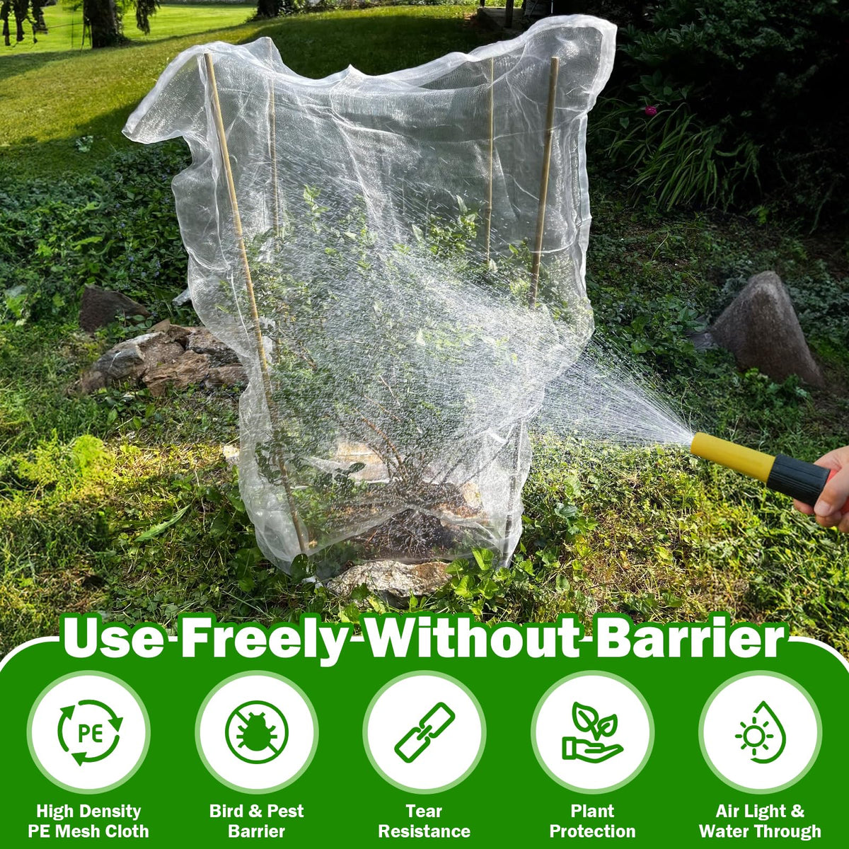 2 PCS Large Fruits Tree Netting Cover for Garden 10 x 10 ft Garden Insect Bird Barrier Plant Netting for Tomato Blueberry Bush Netting Covers Deer Cicada Netting Cover Bag with Drawstring