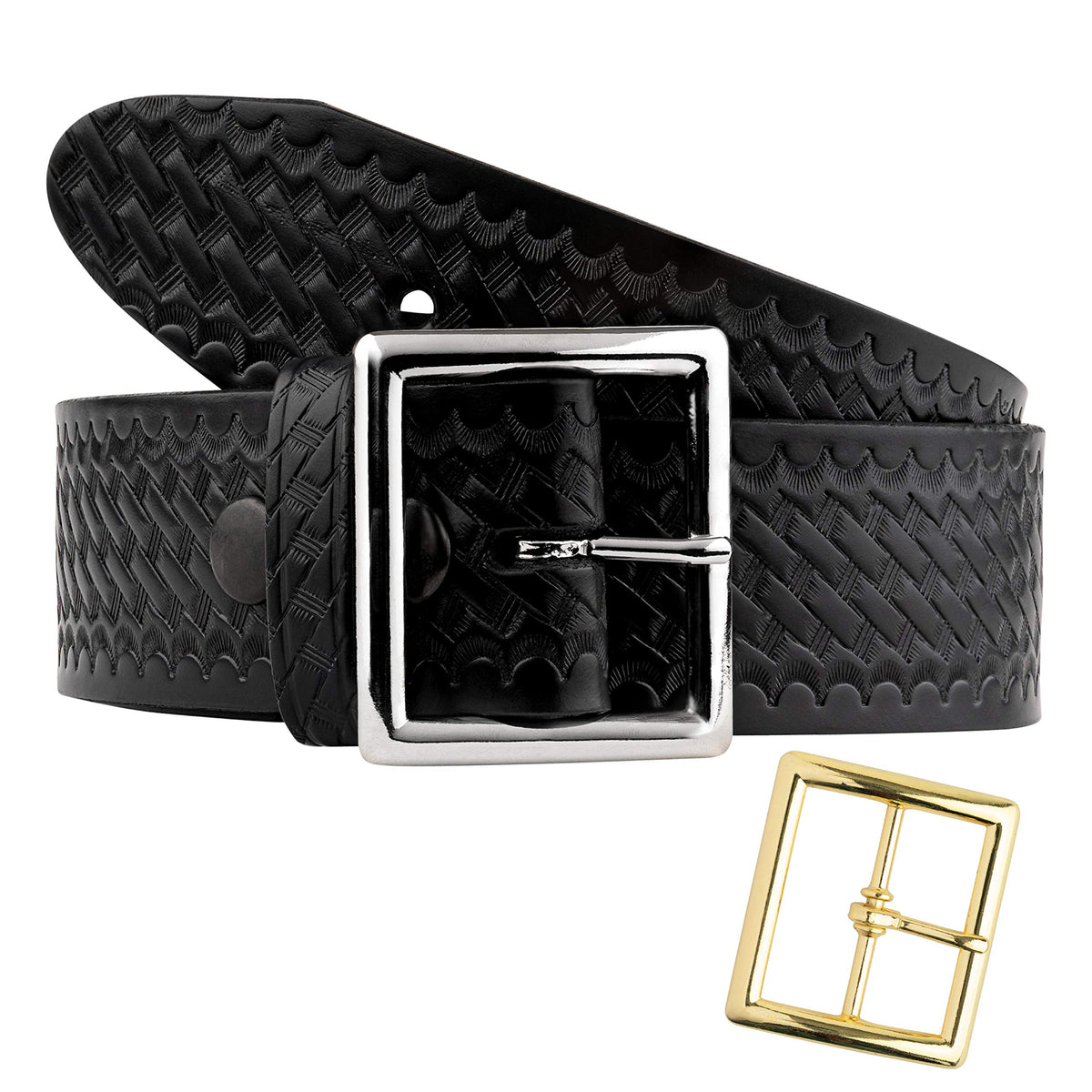 Perfect Fit Leather Basket Weave 1.75 Garrison Belt, Tactical First Response Police & Security, Black