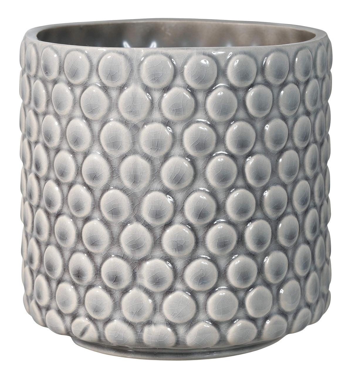 Bloomingville Stoneware Flower Pot with Polka Dots, Grey Planter, 5", Multi